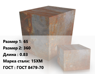 Поковка квадратная 65х360 L=0.83 Сталь: 15ХМ ГОСТ: ГОСТ 8479-70 цена от 229500 сом / т, где купить, условия доставки в Оше и Ошской области